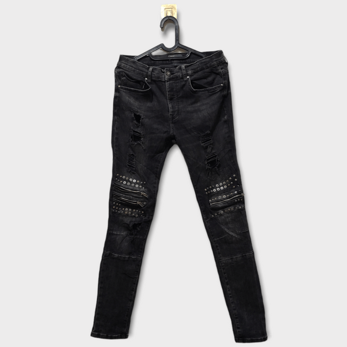 Zara Zara Man Distressed Ripped Zip Jeans Grailed