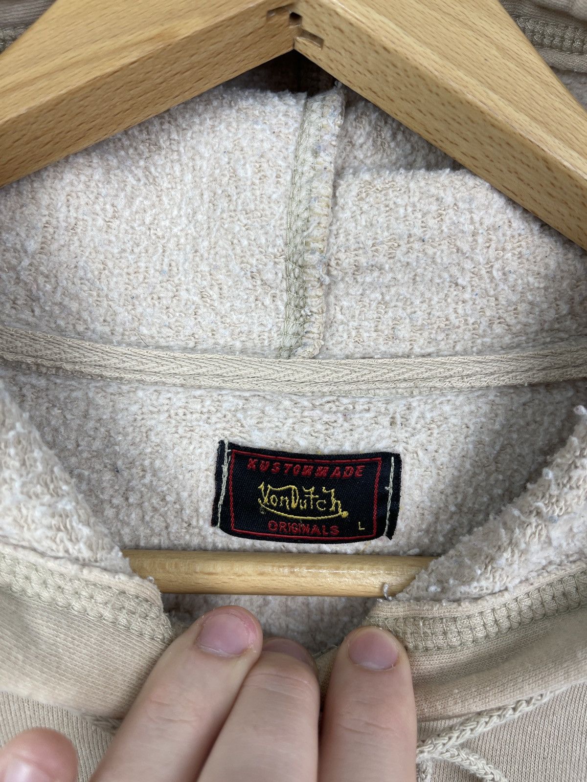 Vintage × Von Dutch Vintage Von Dutch Big Logo Hoodie camel khaki L oversize Size US L / EU 52-54 / 3 - 5 Thumbnail