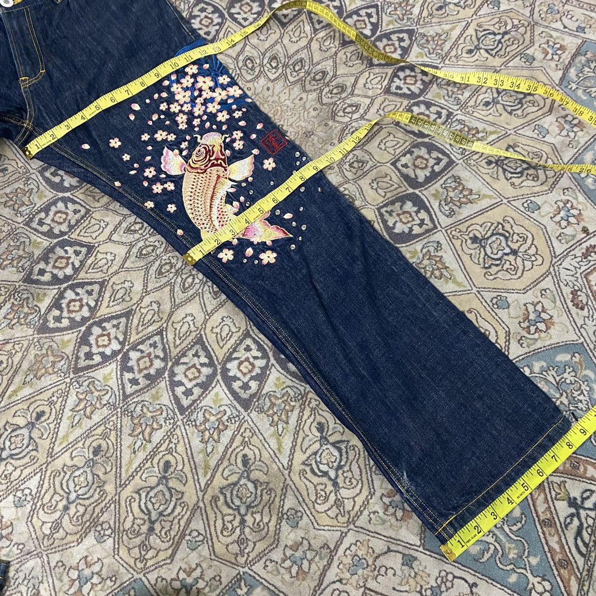 Karakuri Tamashii Japanese Brand NAMITATSU Denim Embroidery Fish Koi Jeans Size US 30 / EU 46 - 21 Thumbnail