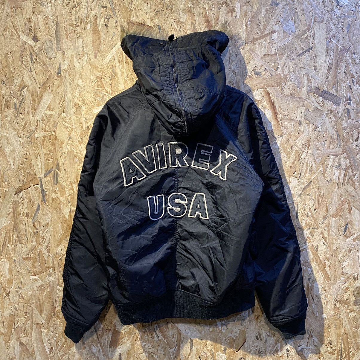 Avirex RARE‼️Avirex USA Spellout Embroided Bomber Jackets Hooded Size US XL / EU 56 / 4 - 1 Thumbnail