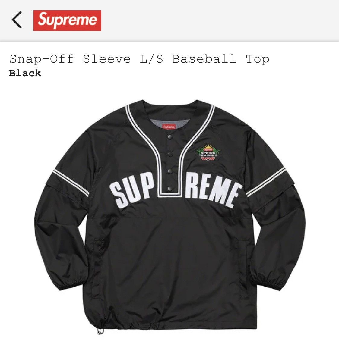 Supreme Supreme Snap Off Sleeve L/S Baseball Top | Grailed