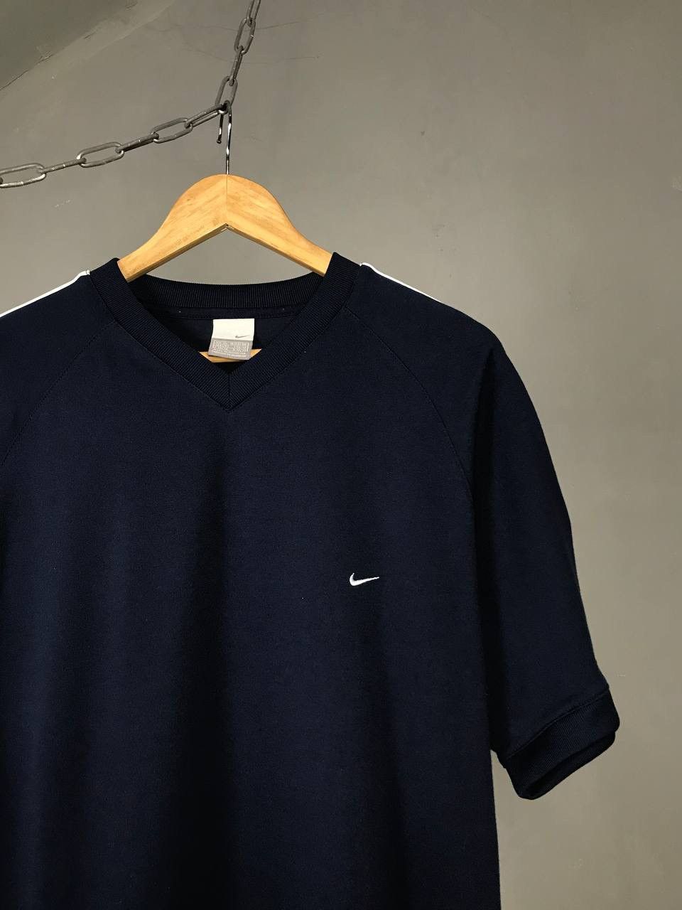 Nike × Vintage Nike swoosh streetwear vintage navy blue tee Size US XL / EU 56 / 4 - 2 Thumbnail