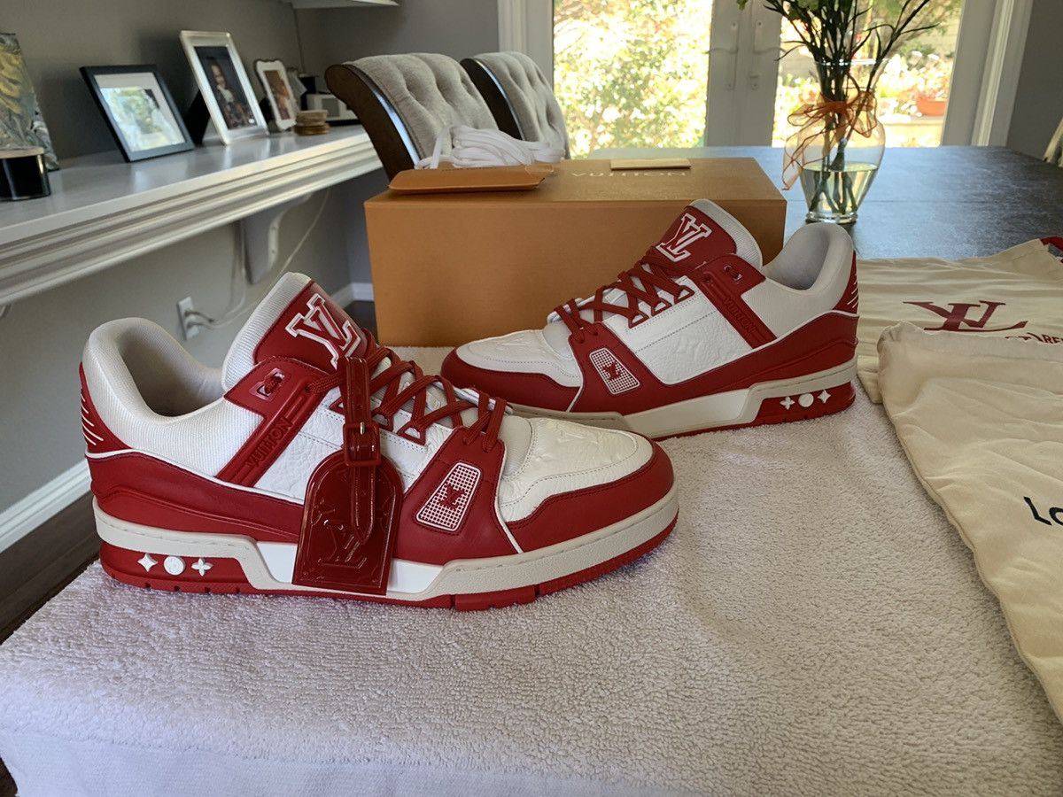 Louis Vuitton Virgil Abloh Louis Vuitton RED LV Trainer Sneakers x Virgil Abloh Grailed