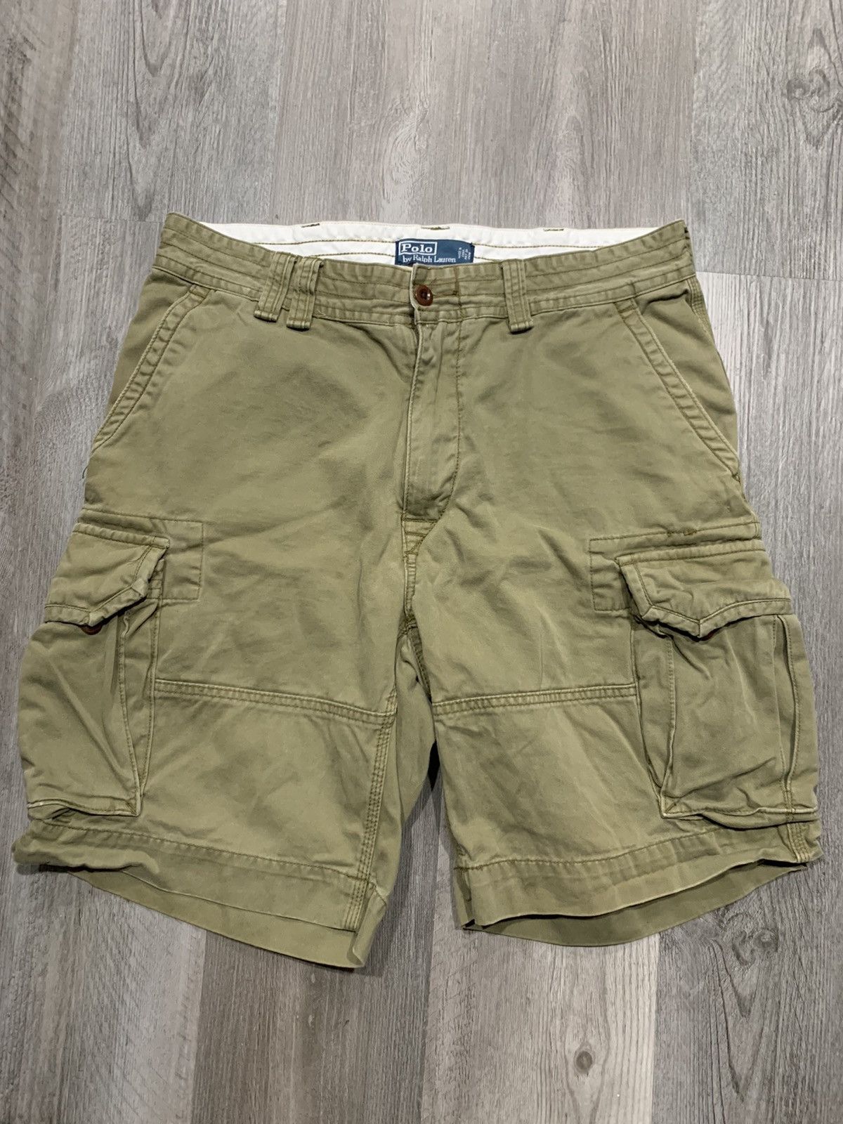 VINTAGE 1990'S POLO RALPH LAUREN MILITARY CARGO SHORTS good - SIZE 35