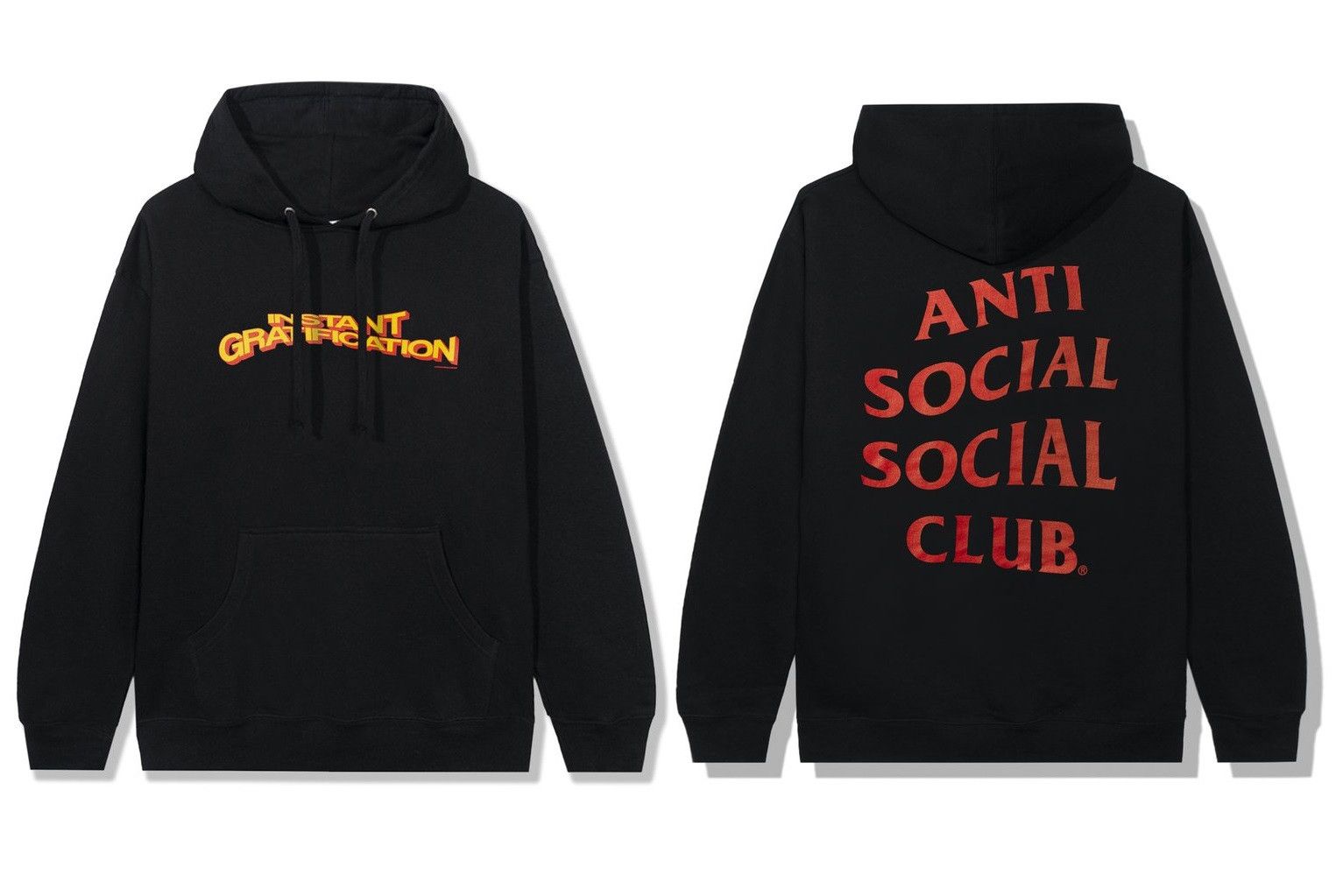 image of Anti Social Social Club Ds Red Assc Instant Gratification Ig Black Hoodie Bape Kith (Size 2XL)