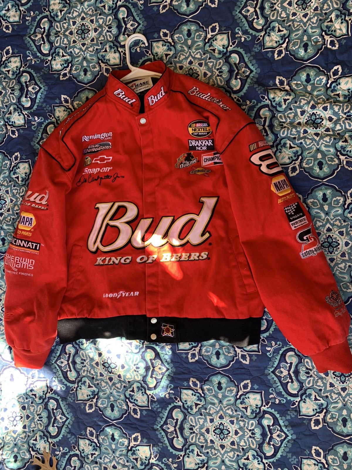 Vintage Jh design Dale Earnhardt red Budweiser jacket Grailed