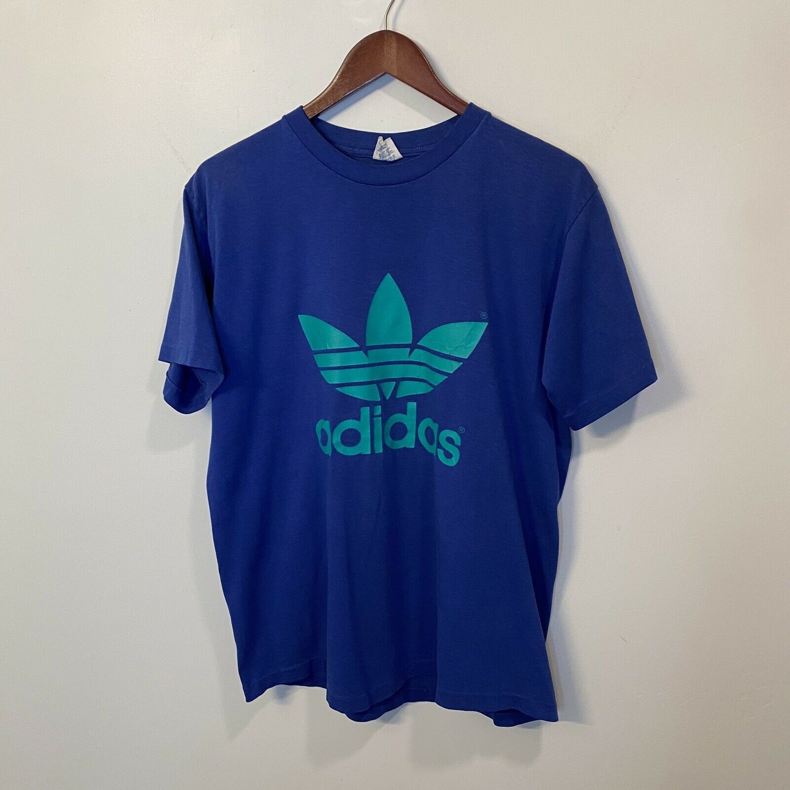 Adidas Vintage Adidas T Shirt 80s Double Sided Trefoil Spellout | Grailed