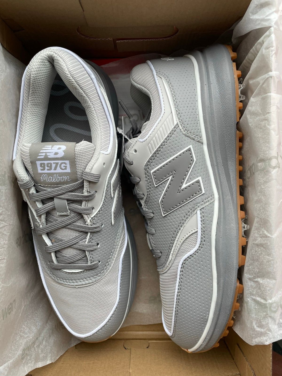 New Balance BNIB Malbon Golf x New Balance 997G Golf Shoes Grey US