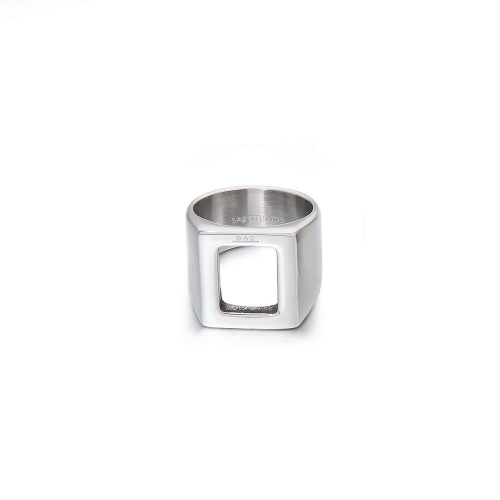Jewelry × Vintage Fashion Square Cutout Men's Ring Size ONE SIZE - 1 Thumbnail