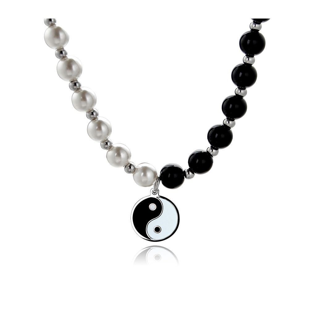Jewelry × Vintage Black and White Round Pendant Pearl Necklace Size ONE SIZE - 2 Thumbnail