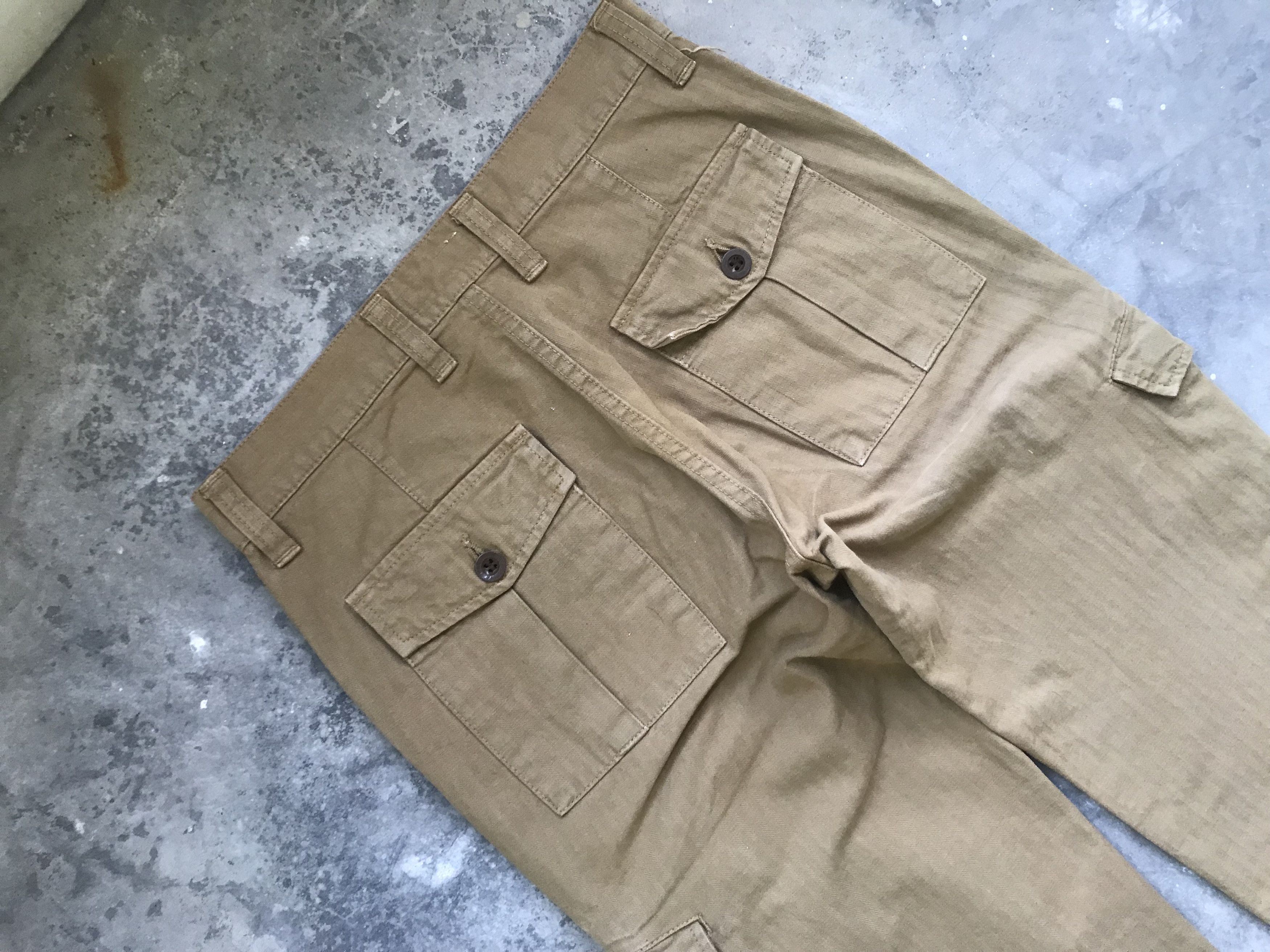 Japanese Brand DOMINGO Japan Multipocket Double Herringbone Cargo Pant Size US 29 - 10 Thumbnail