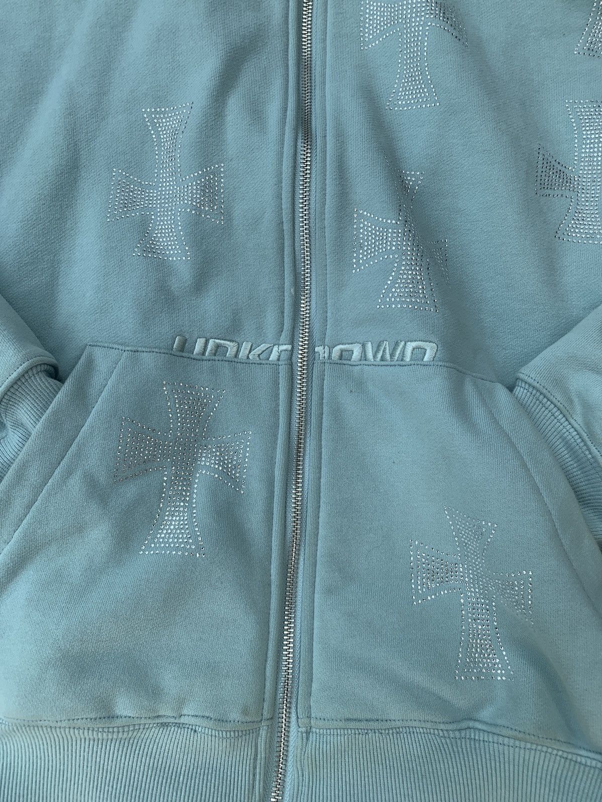 Unknown London Baby Blue Unknown Rhinestone Hoodie | Grailed