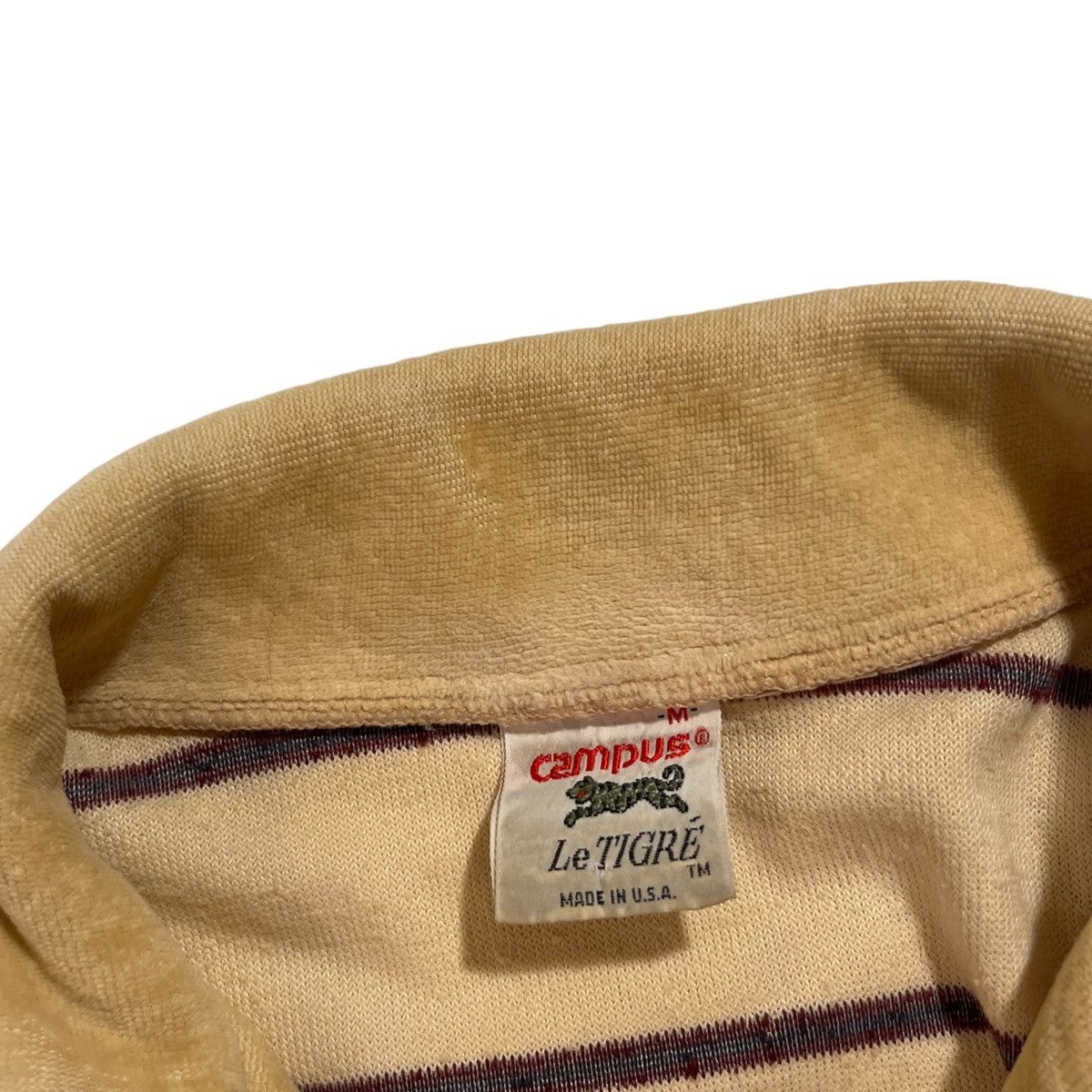 Vintage 80s Campus Velour Striped Shirt Size US M / EU 48-50 / 2 - 3 Thumbnail