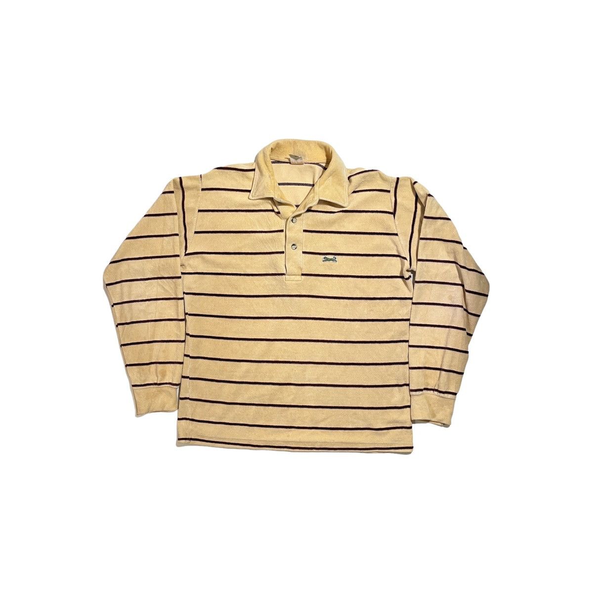 Vintage 80s Campus Velour Striped Shirt Size US M / EU 48-50 / 2 - 1 Thumbnail