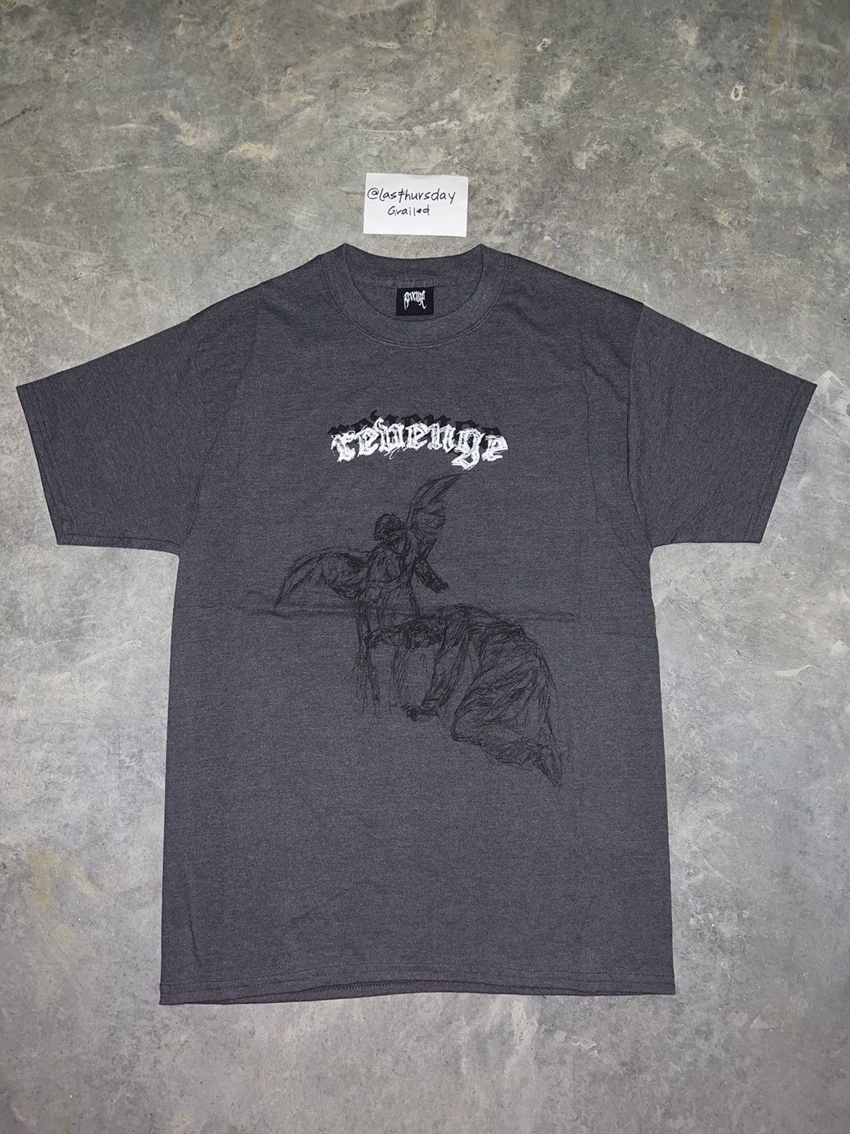 Revenge Revenge Angel Sketch Tee Grey Medium | Grailed