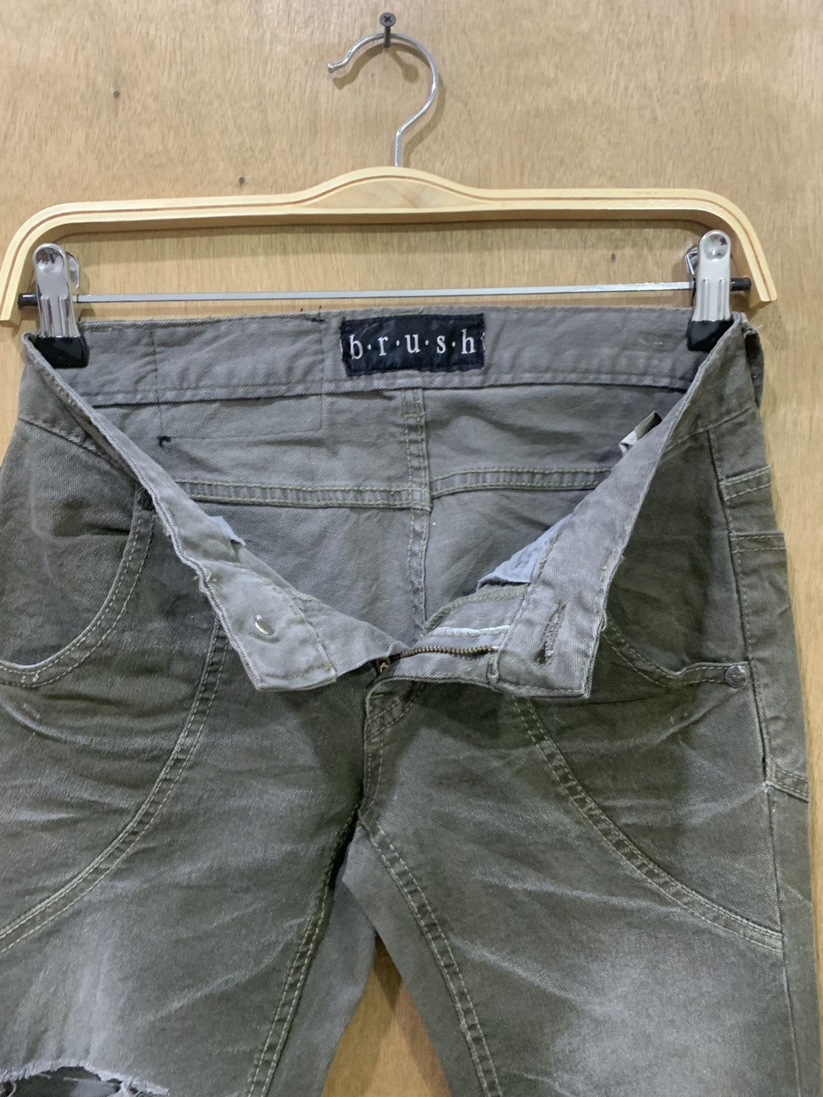 Japanese Brand BRUSH Rugged Swarovski Skinny Slimfit Disstressed Denim Jean Size US 27 - 19 Thumbnail
