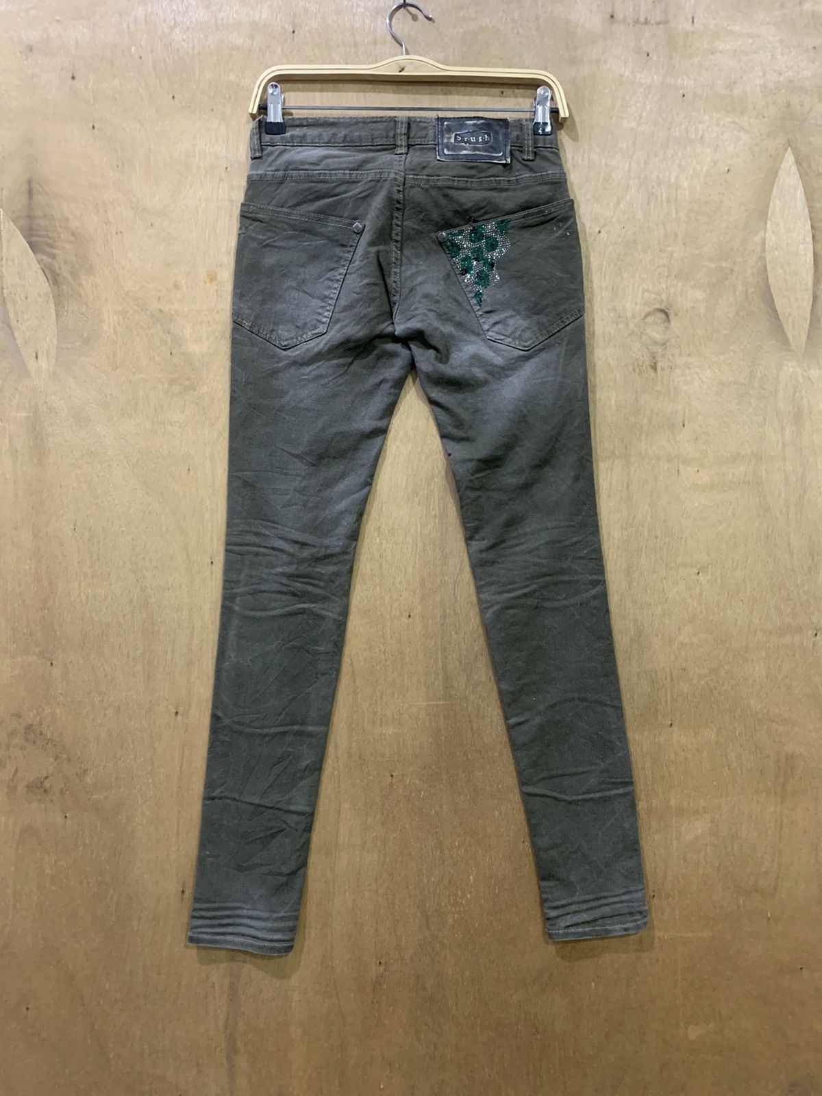 Japanese Brand BRUSH Rugged Swarovski Skinny Slimfit Disstressed Denim Jean Size US 27 - 2 Thumbnail