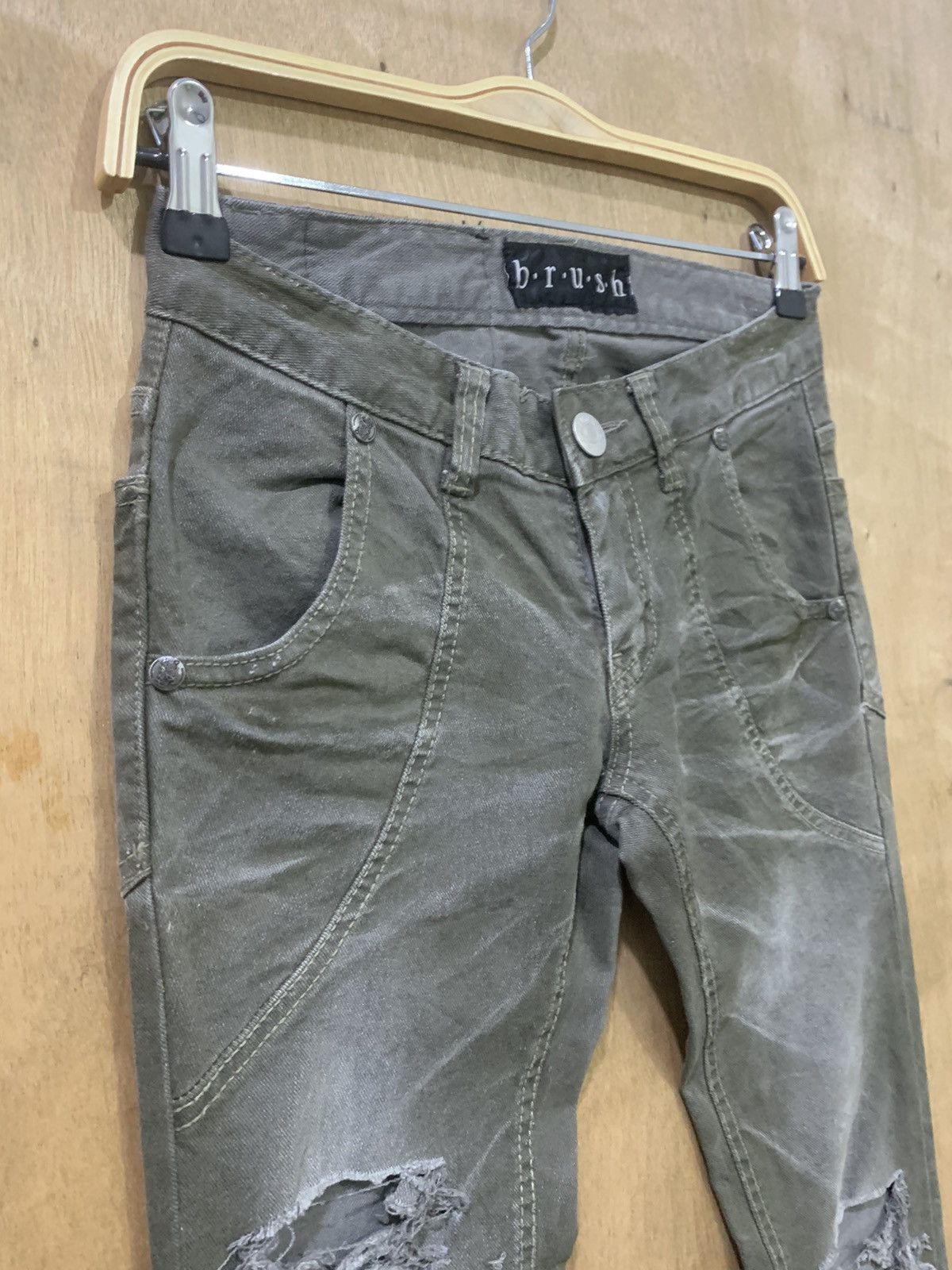Japanese Brand BRUSH Rugged Swarovski Skinny Slimfit Disstressed Denim Jean Size US 27 - 6 Thumbnail