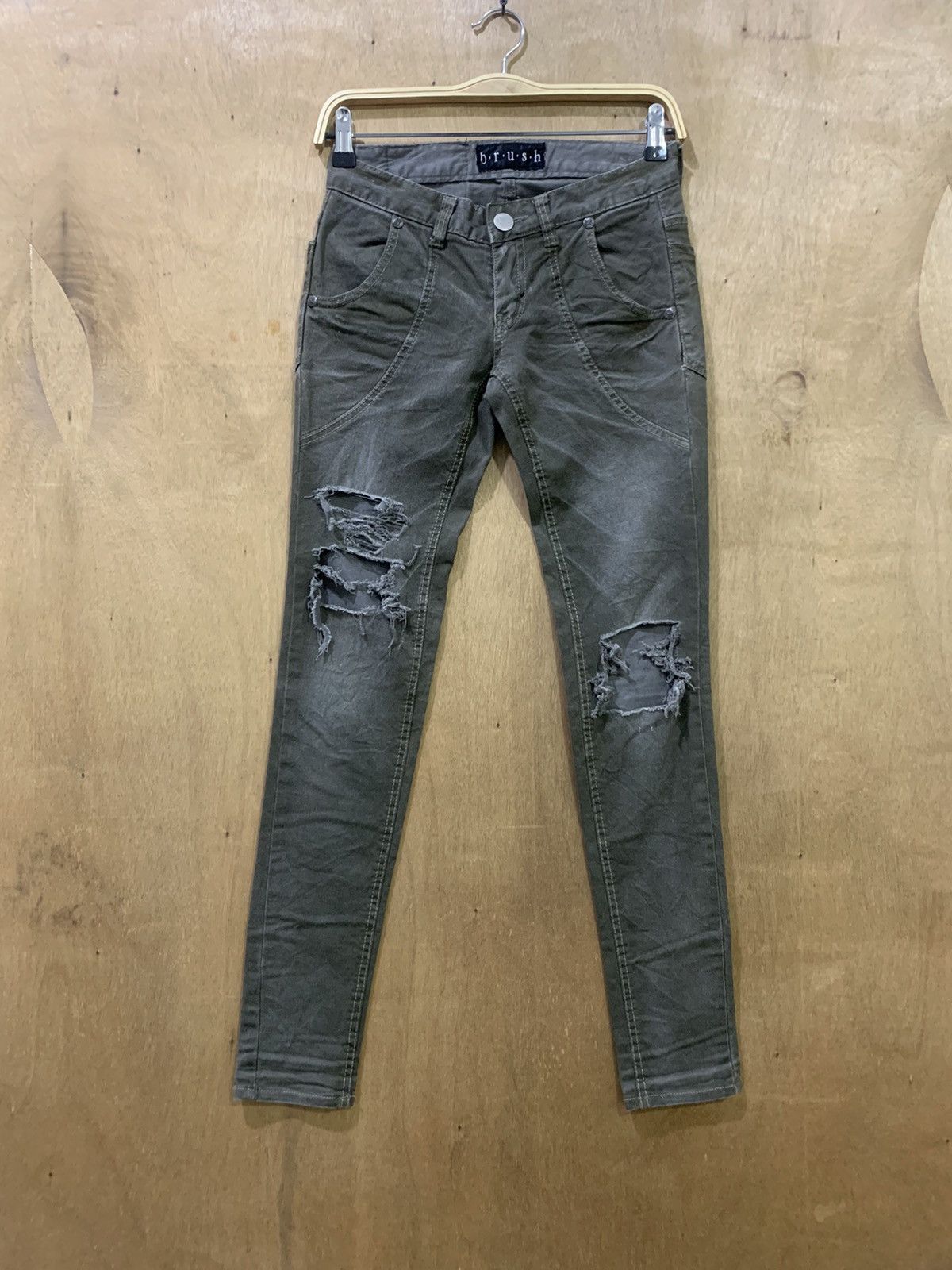 Japanese Brand BRUSH Rugged Swarovski Skinny Slimfit Disstressed Denim Jean Size US 27 - 1 Thumbnail