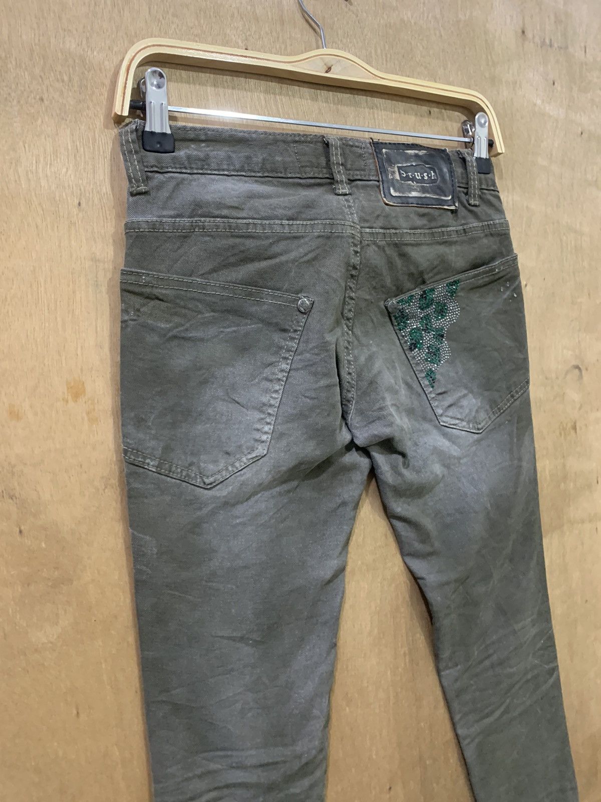 Japanese Brand BRUSH Rugged Swarovski Skinny Slimfit Disstressed Denim Jean Size US 27 - 15 Thumbnail