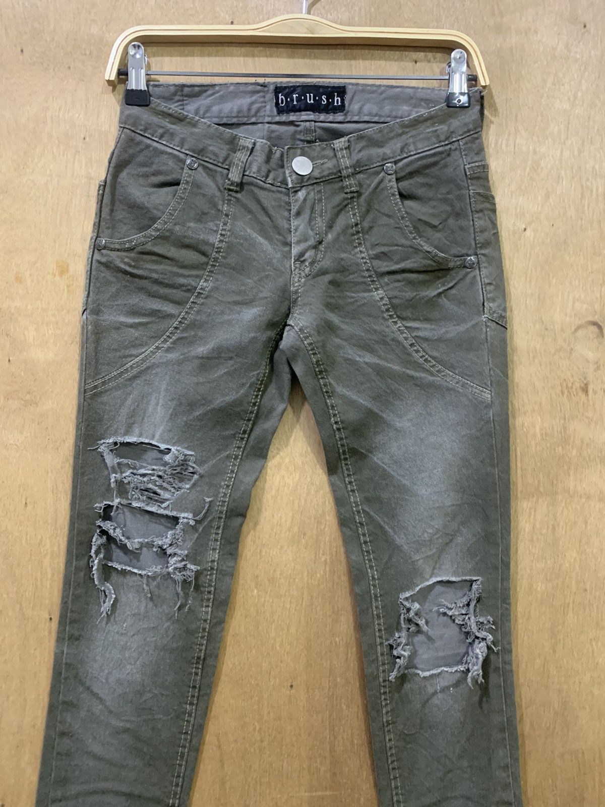 Japanese Brand BRUSH Rugged Swarovski Skinny Slimfit Disstressed Denim Jean Size US 27 - 4 Thumbnail
