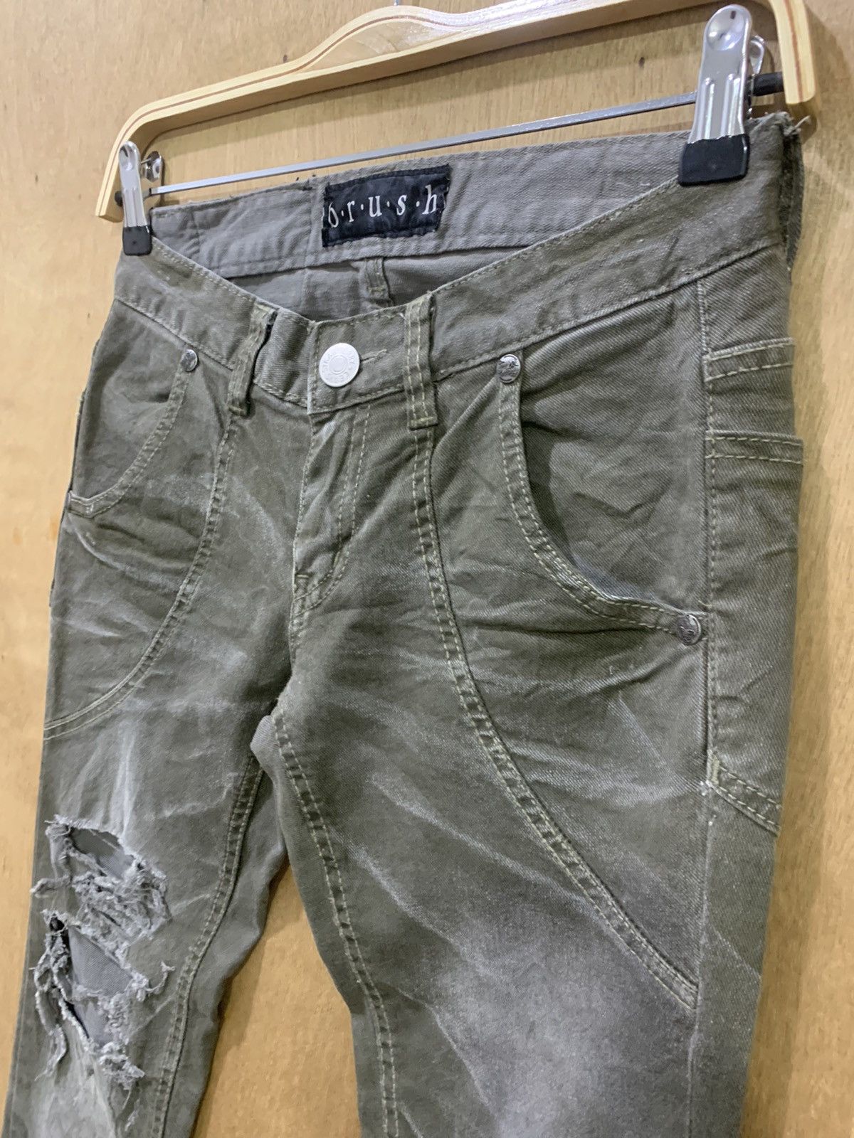 Japanese Brand BRUSH Rugged Swarovski Skinny Slimfit Disstressed Denim Jean Size US 27 - 7 Thumbnail