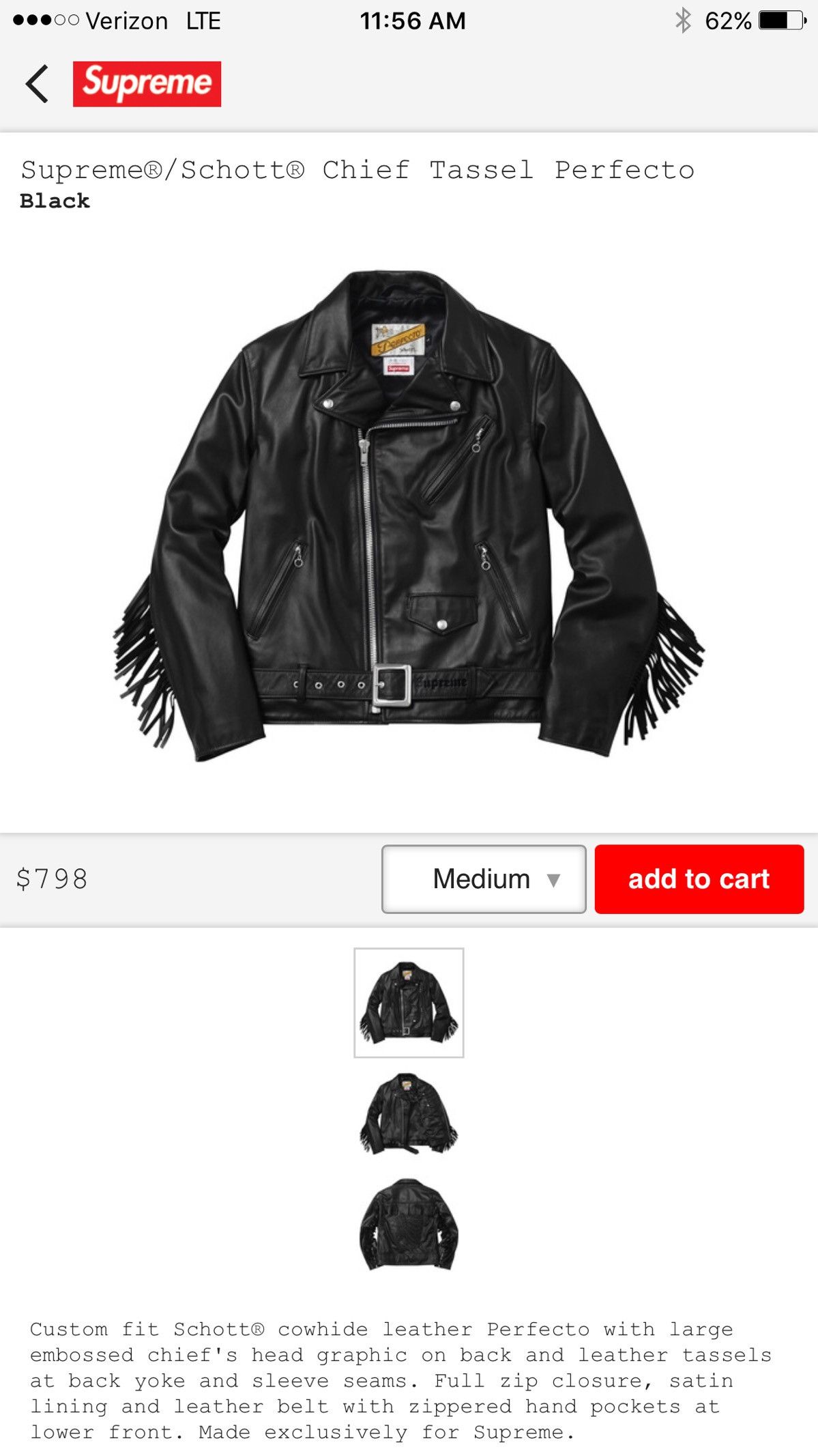 Supreme Supreme/Schott Chief Tassel Perfecto | Grailed