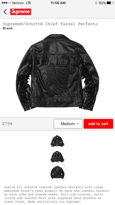 Supreme Supreme/Schott Chief Tassel Perfecto | Grailed