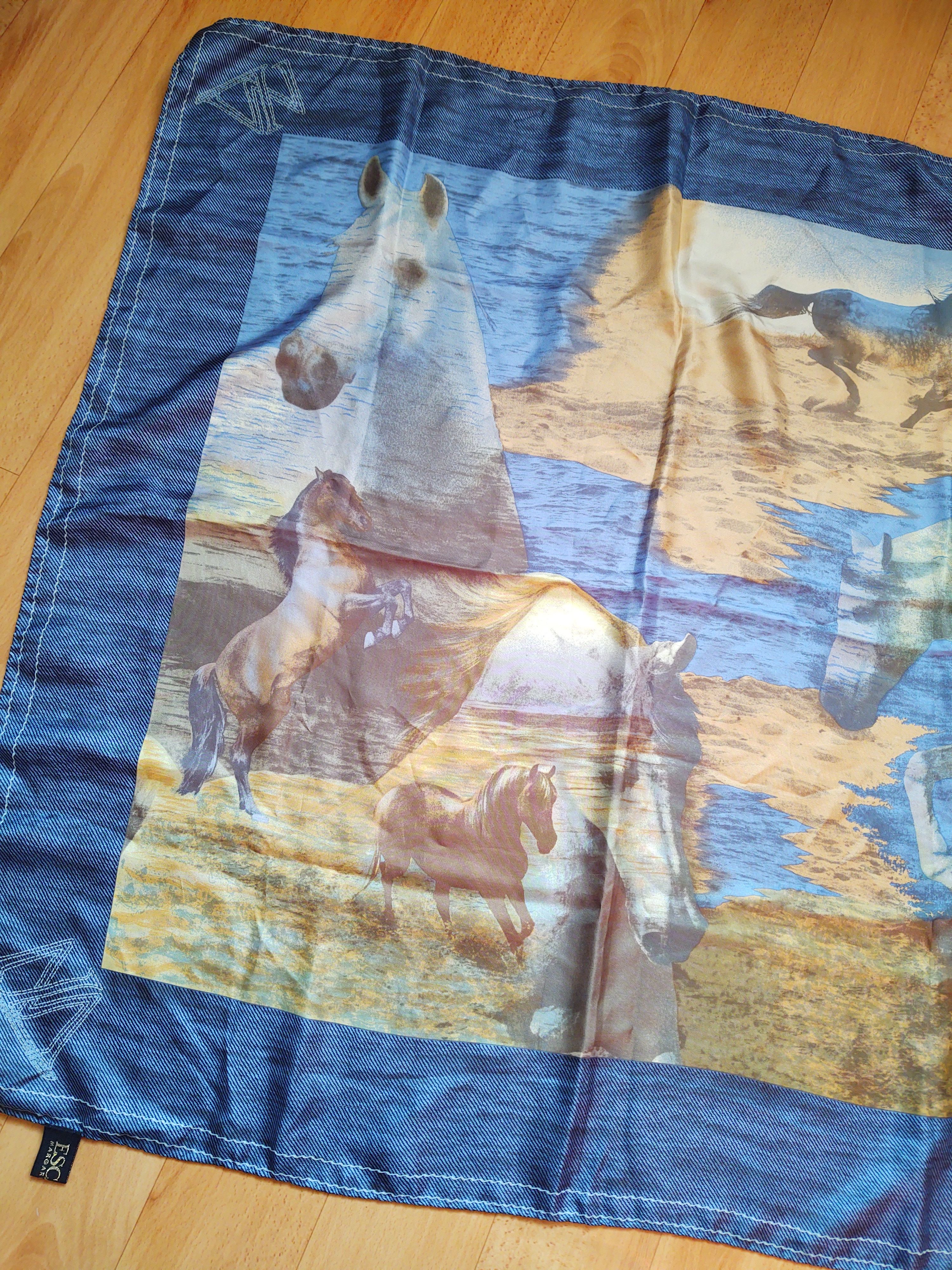 Escada Vintage silk scarf nature print brand ESCADA horses print 🐎 Size ONE SIZE - 2 Thumbnail