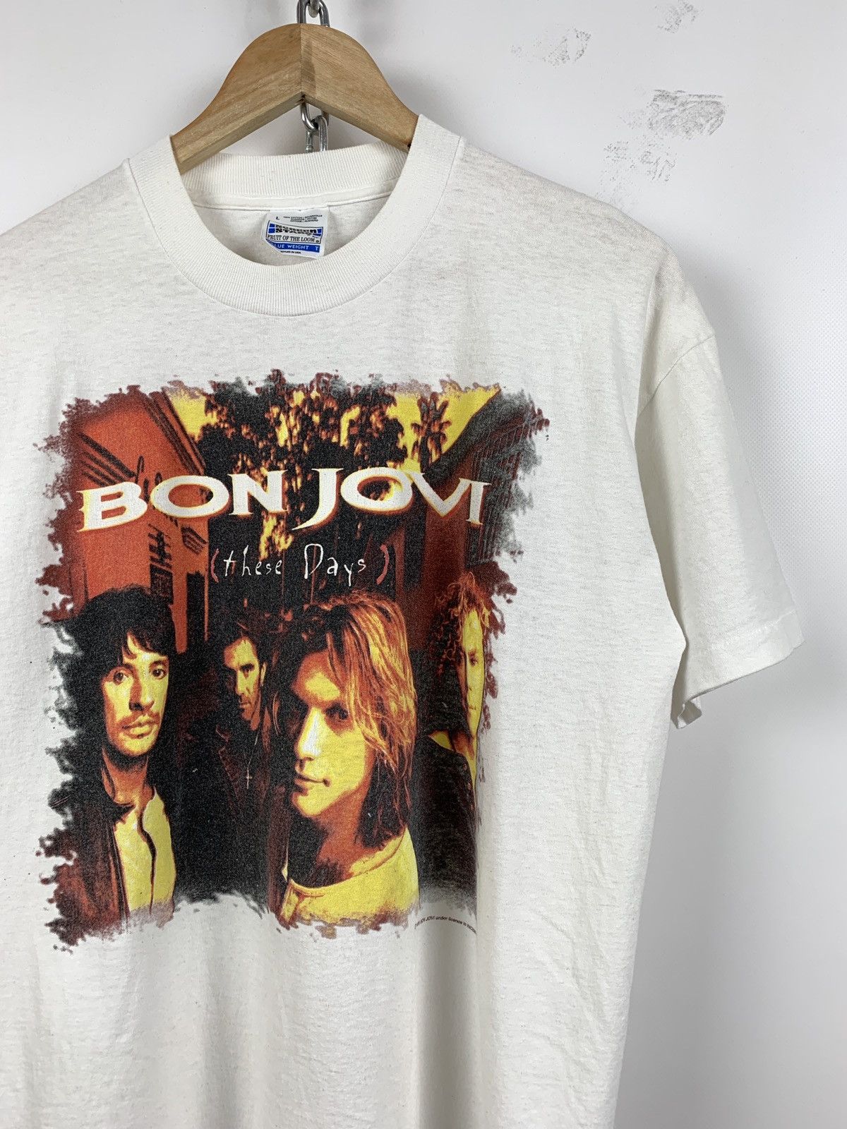 Band Tees 1996 Vintage Bon Jovi These Days Tour Single Stitch T-Shirt Size US L / EU 52-54 / 3 - 6 Thumbnail