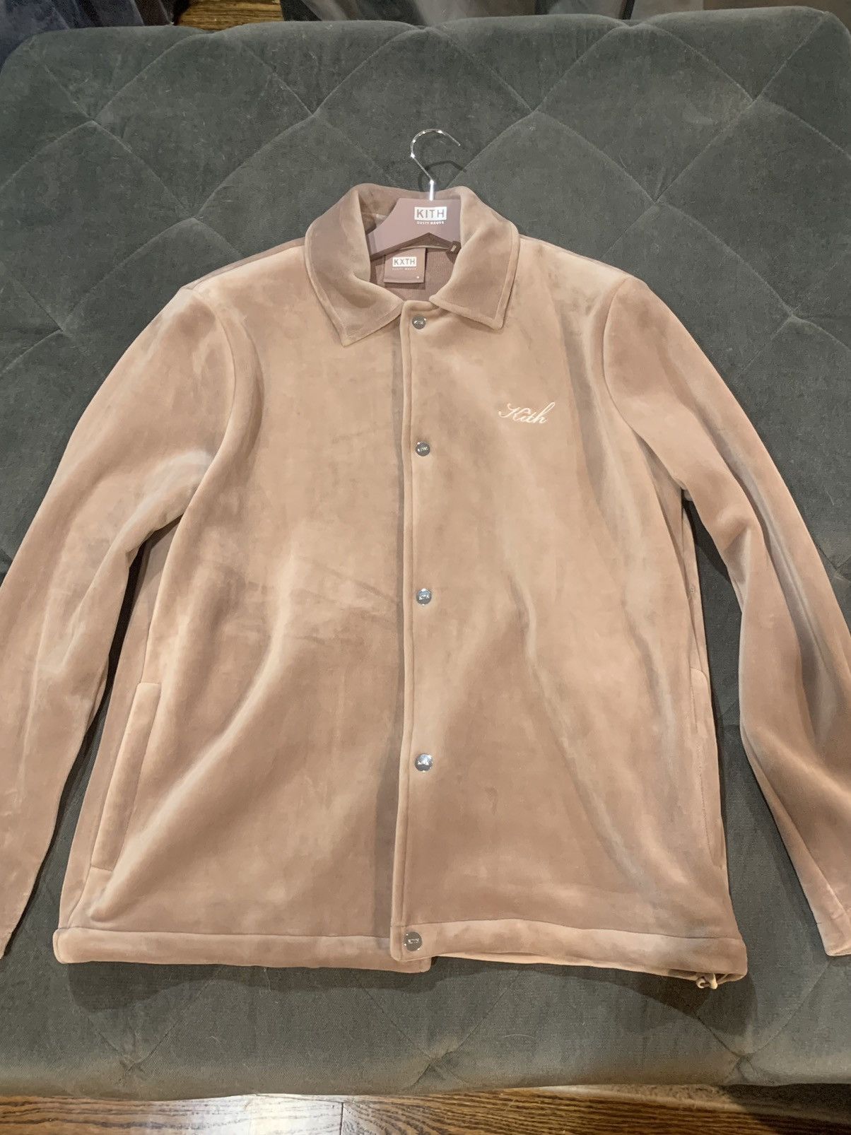 Kith “Dusty Mauve” Velour Coaches Jacket | Grailed