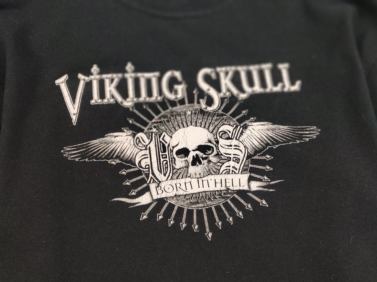 Vintage Viking Skull Vintage T - Shirt Born In Hell Europe 2006 Tee Size US M / EU 48-50 / 2 - 10 Thumbnail