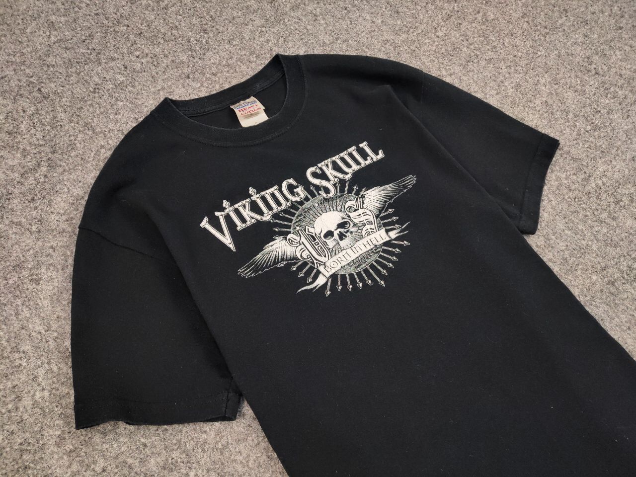 Vintage Viking Skull Vintage T - Shirt Born In Hell Europe 2006 Tee Size US M / EU 48-50 / 2 - 6 Thumbnail