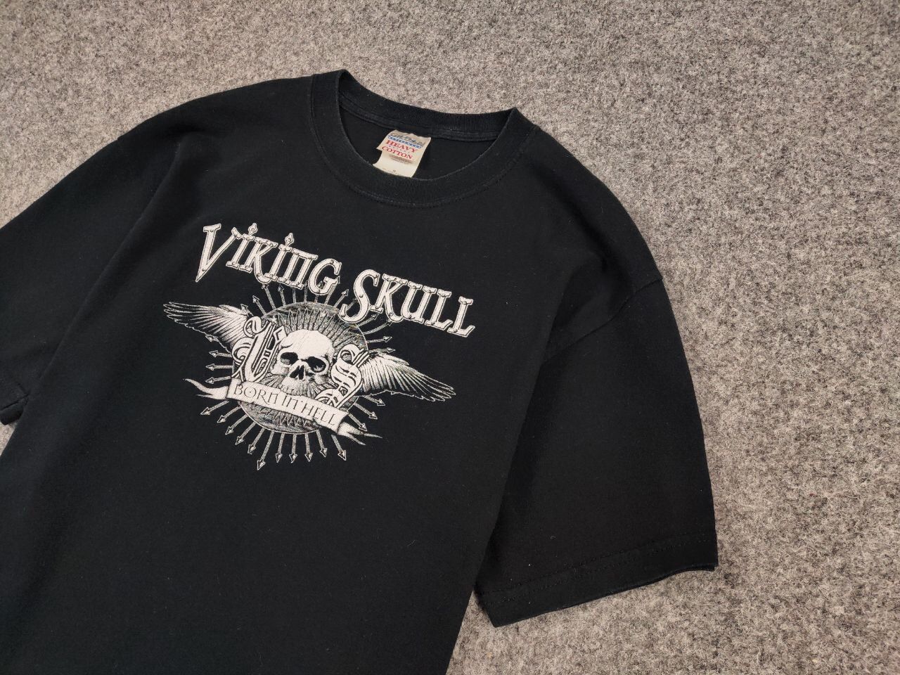 Vintage Viking Skull Vintage T - Shirt Born In Hell Europe 2006 Tee Size US M / EU 48-50 / 2 - 4 Thumbnail