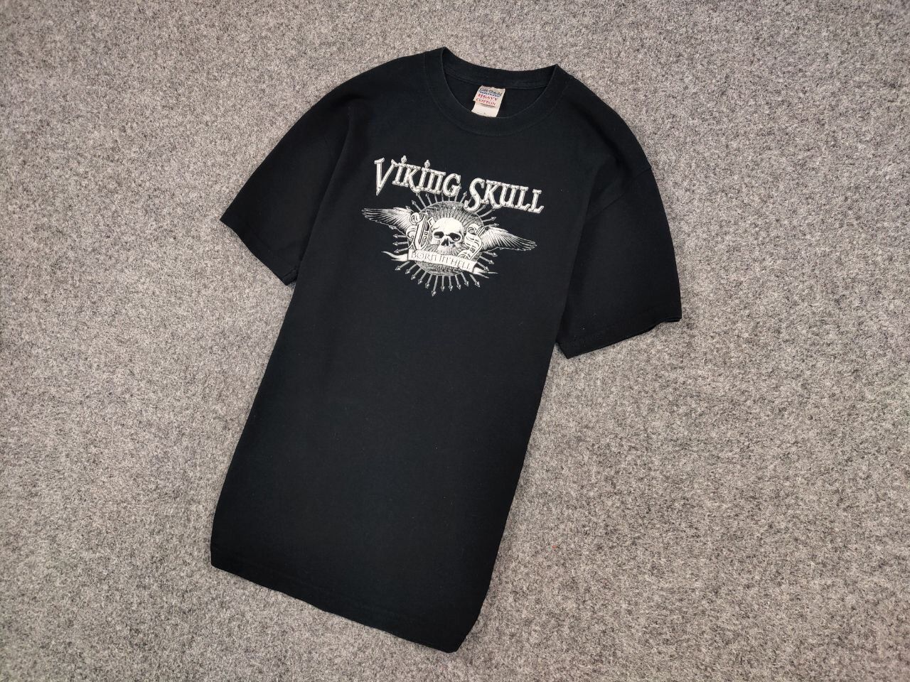 Vintage Viking Skull Vintage T - Shirt Born In Hell Europe 2006 Tee Size US M / EU 48-50 / 2 - 3 Thumbnail