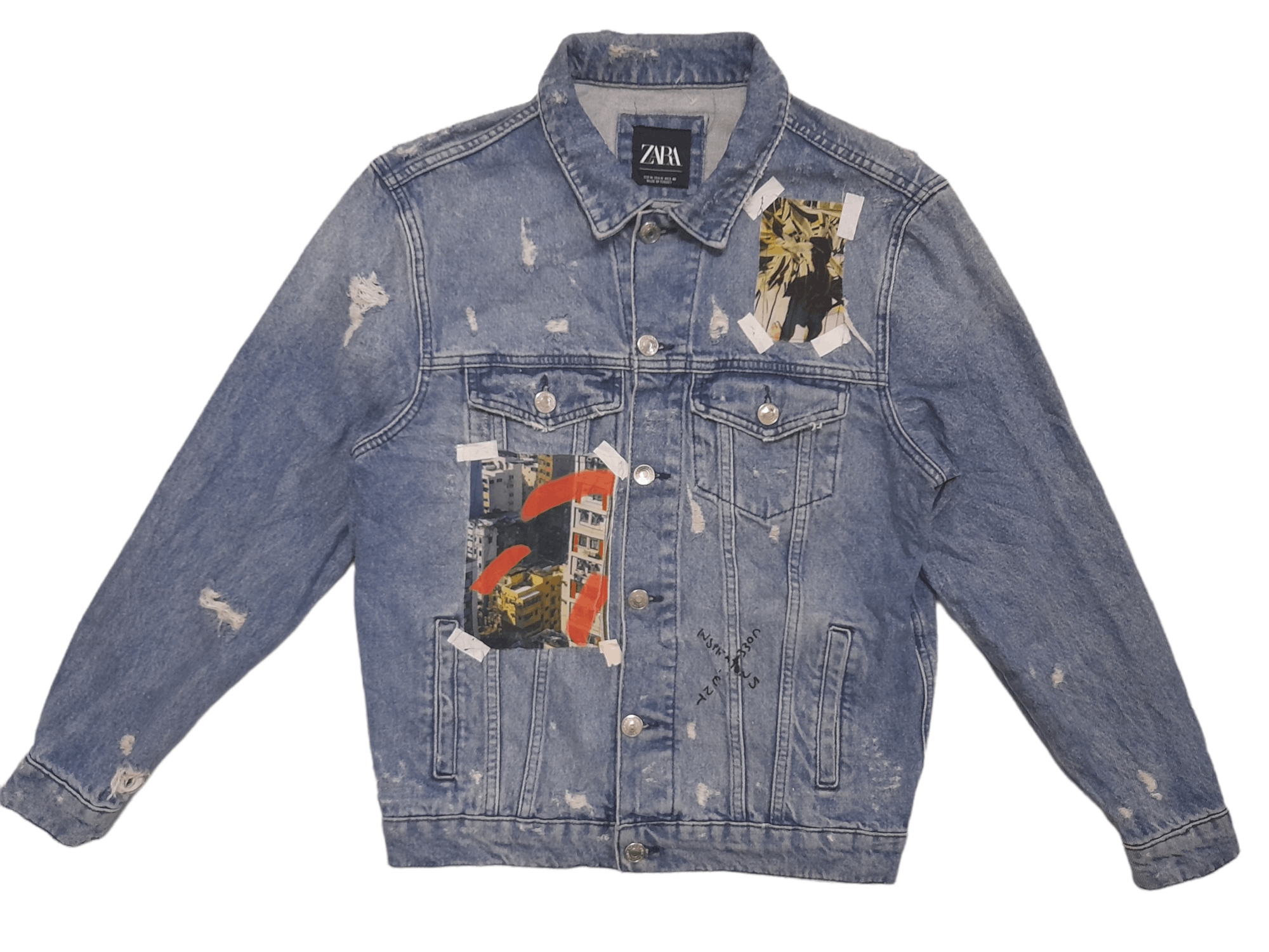 Zara Zara Distressed Denim Jacket (E64) Size US M / EU 48-50 / 2 - 2 Thumbnail