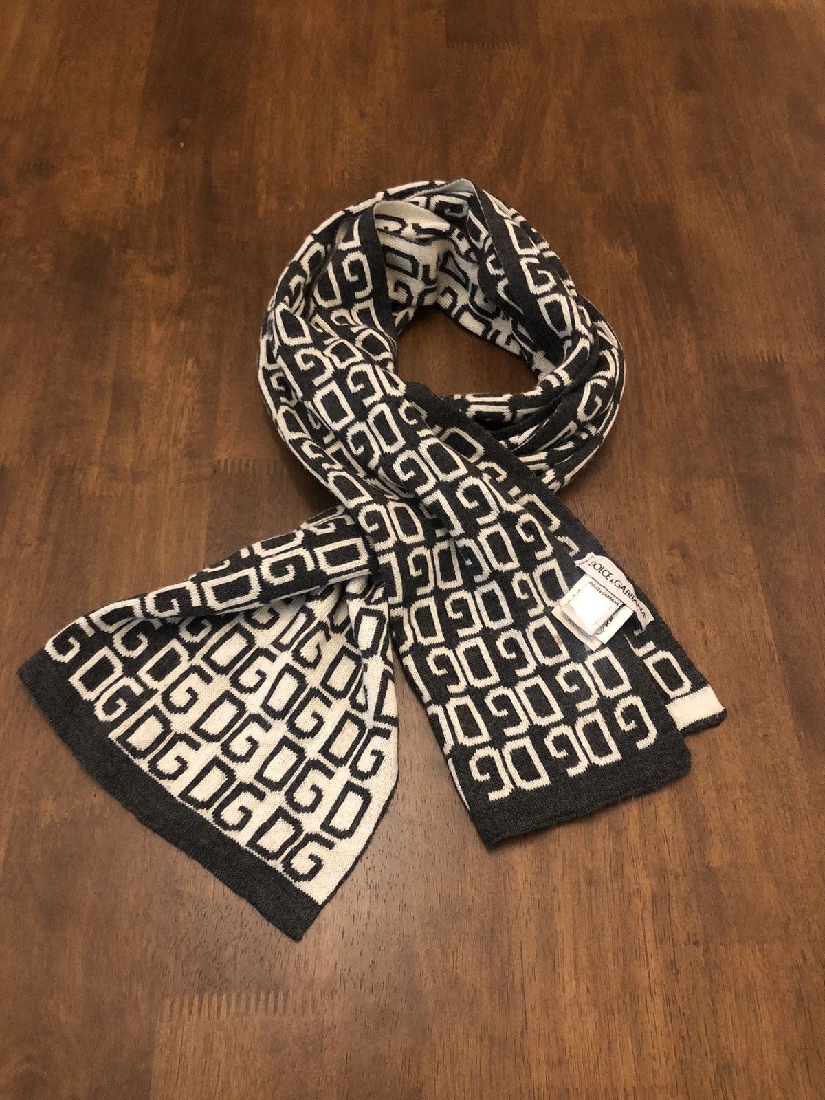 Dolce & Gabbana Brown Stripes DG Logo Square Mens Handkerchief Scarf