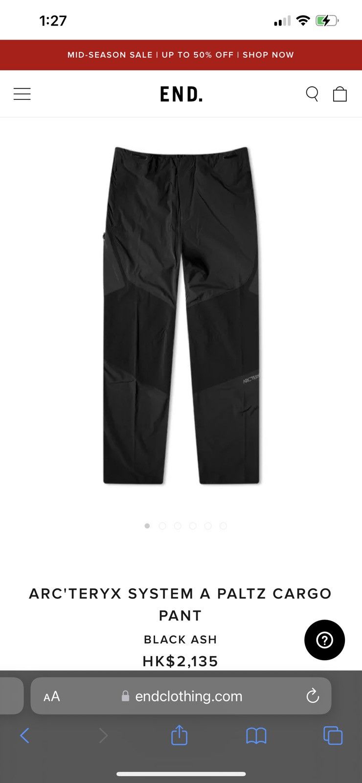 ARC'TERYX System A Gray & Black Paltz Cargo Pants Arc'teryx