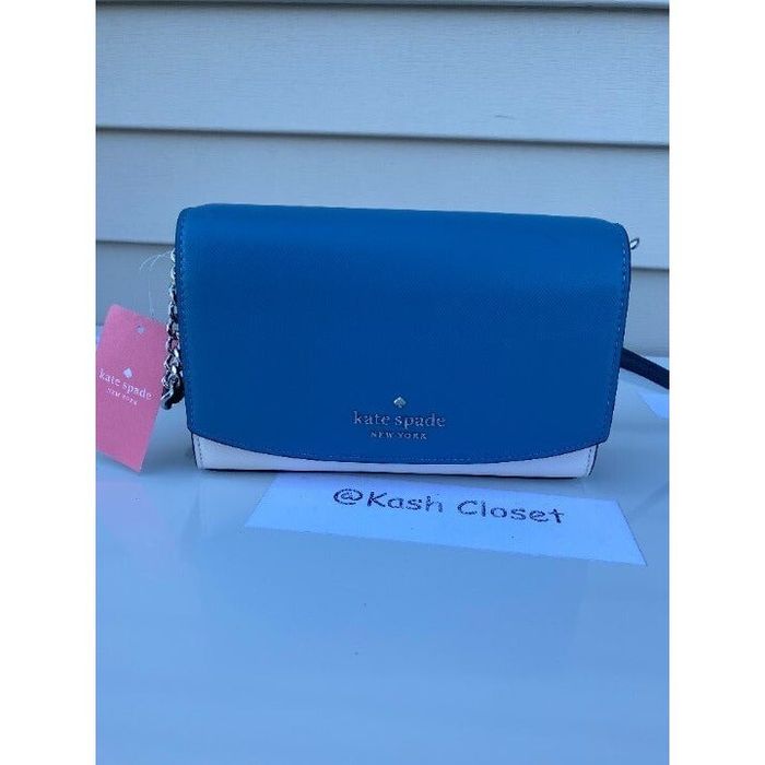 Kate Spade Staci Small Flap Crossbody  Blue leather purse, Kate spade,  Black leather crossbody bag