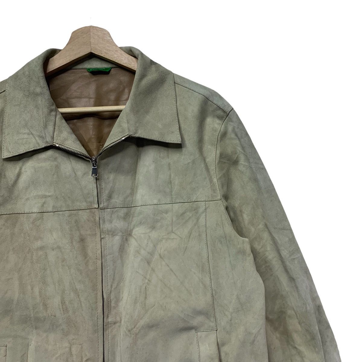 United Colors Of Benetton 🇮🇹United Colors Of Benetton Cowhide Suede Zipper Jacket Size US S / EU 44-46 / 1 - 2 Thumbnail