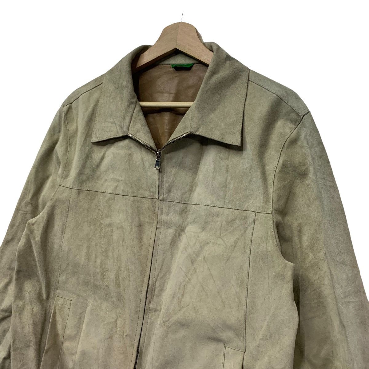 United Colors Of Benetton 🇮🇹United Colors Of Benetton Cowhide Suede Zipper Jacket Size US S / EU 44-46 / 1 - 6 Thumbnail