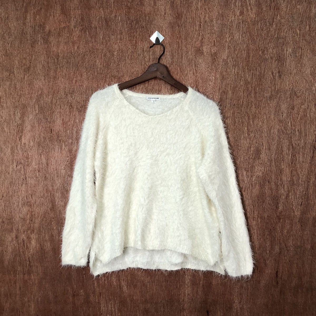 Aran Isles Knitwear × Japanese Brand × Vintage Ac By Alpha Cubic Shag Shaggy Fur Mohair Knitwear #6409 Size M / US 6-8 / IT 42-44 - 1 Thumbnail