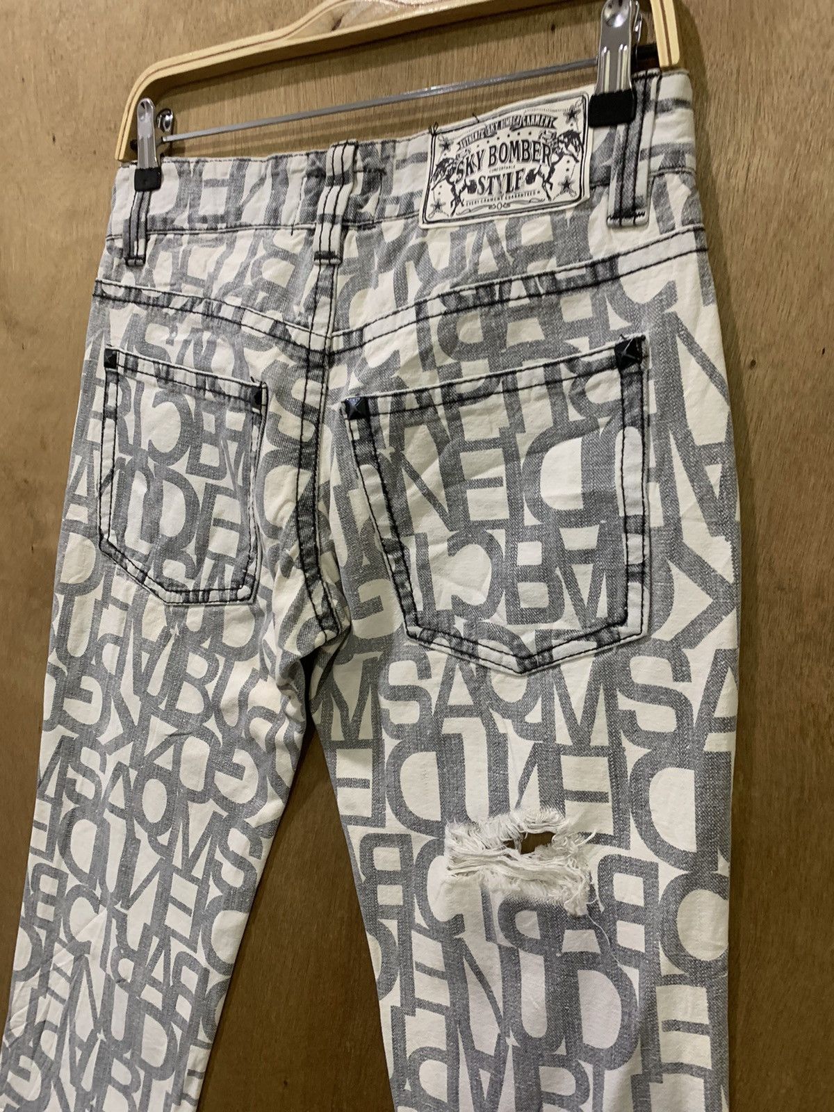 Seditionaries SKY BOMBER Fullprinted Allover Rugged Distressed Denim Jeans Size US 30 / EU 46 - 16 Thumbnail