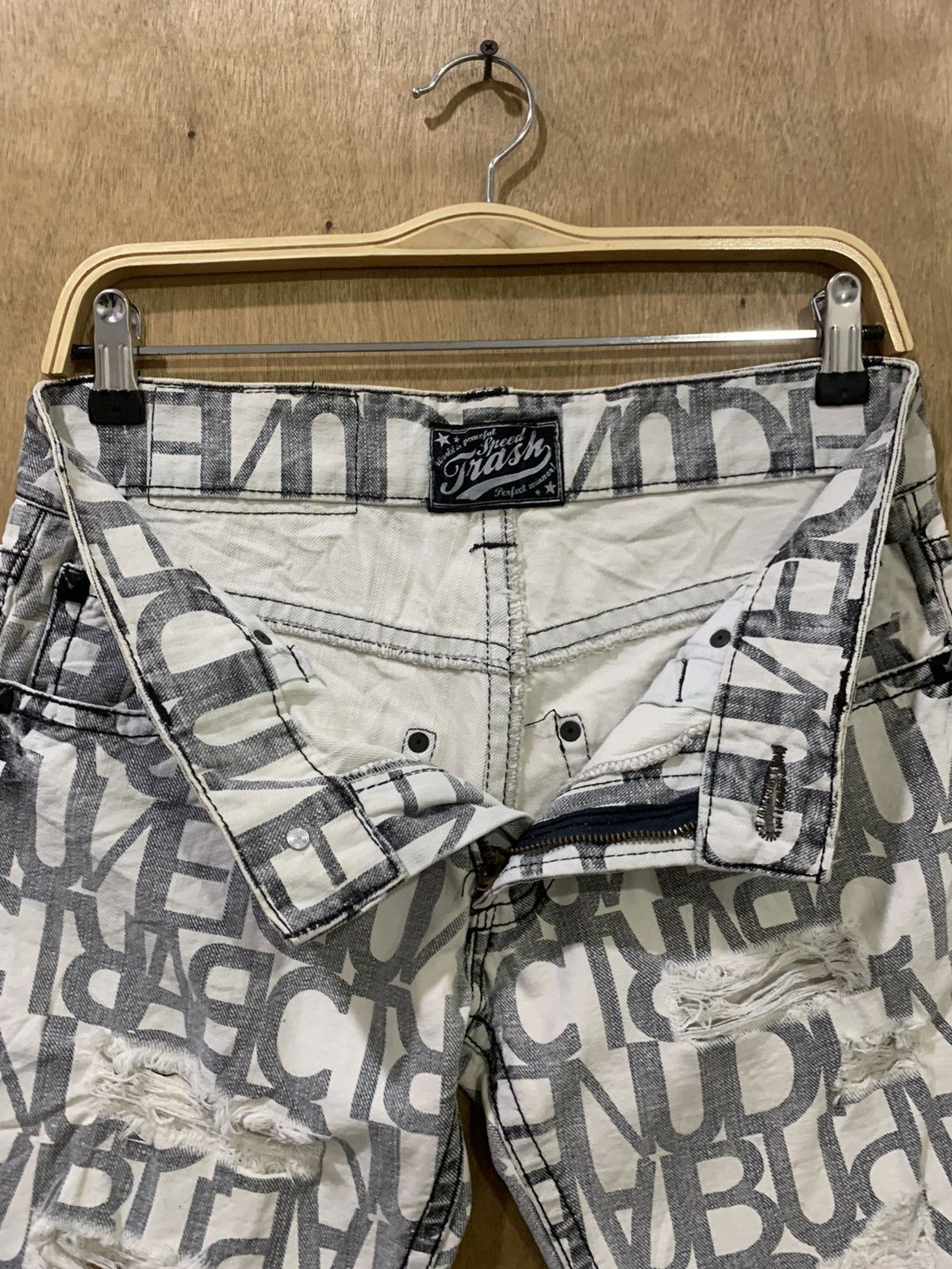 Seditionaries SKY BOMBER Fullprinted Allover Rugged Distressed Denim Jeans Size US 30 / EU 46 - 18 Thumbnail