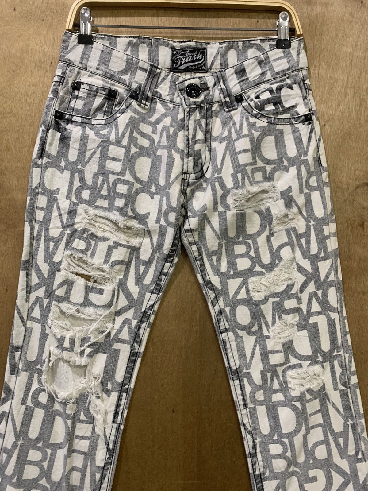 Seditionaries SKY BOMBER Fullprinted Allover Rugged Distressed Denim Jeans Size US 30 / EU 46 - 4 Thumbnail