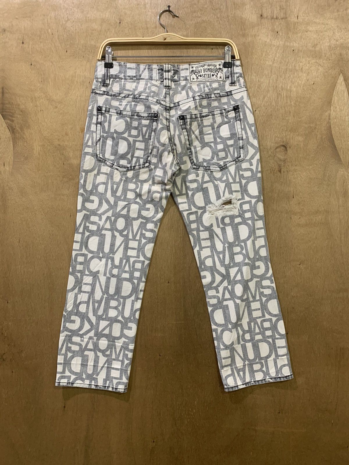 Seditionaries SKY BOMBER Fullprinted Allover Rugged Distressed Denim Jeans Size US 30 / EU 46 - 2 Thumbnail