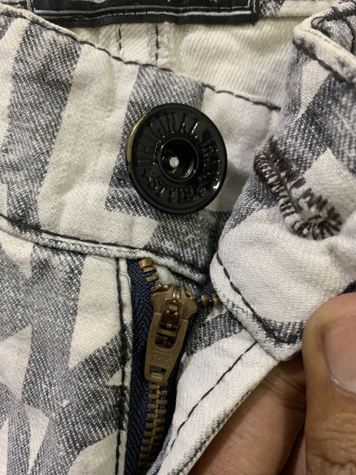 Seditionaries SKY BOMBER Fullprinted Allover Rugged Distressed Denim Jeans Size US 30 / EU 46 - 12 Thumbnail