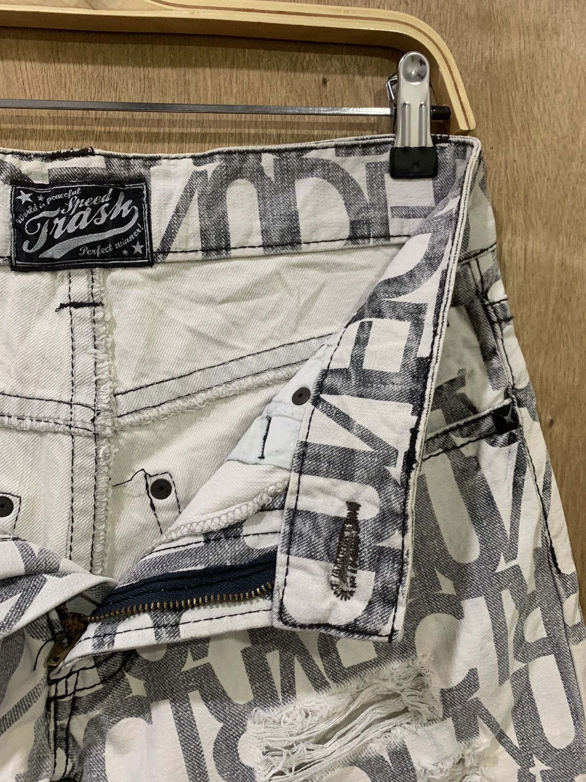 Seditionaries SKY BOMBER Fullprinted Allover Rugged Distressed Denim Jeans Size US 30 / EU 46 - 20 Thumbnail