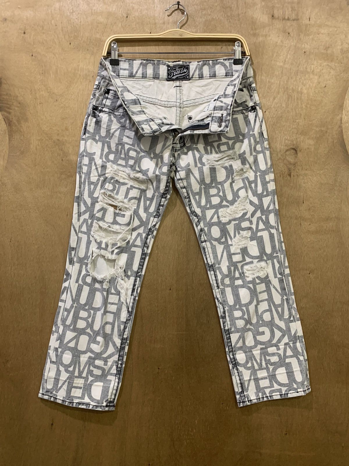 Seditionaries SKY BOMBER Fullprinted Allover Rugged Distressed Denim Jeans Size US 30 / EU 46 - 3 Thumbnail