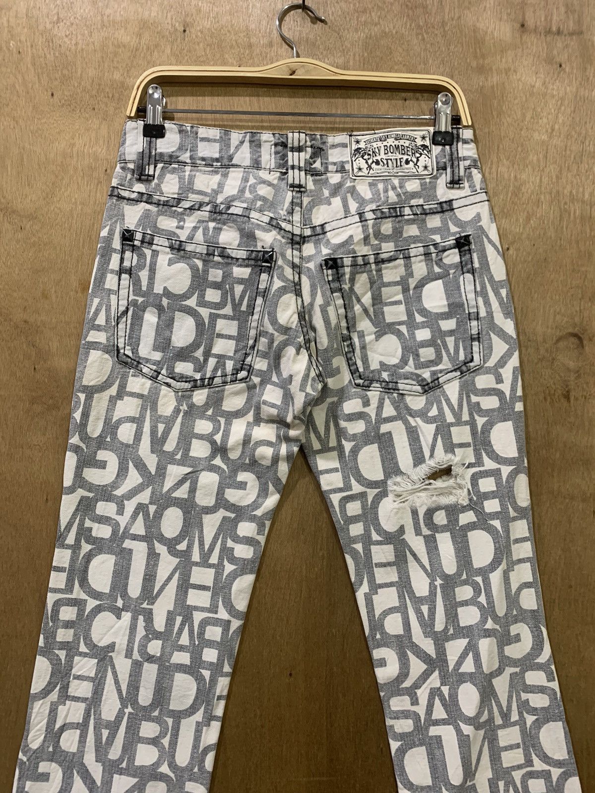 Seditionaries SKY BOMBER Fullprinted Allover Rugged Distressed Denim Jeans Size US 30 / EU 46 - 13 Thumbnail